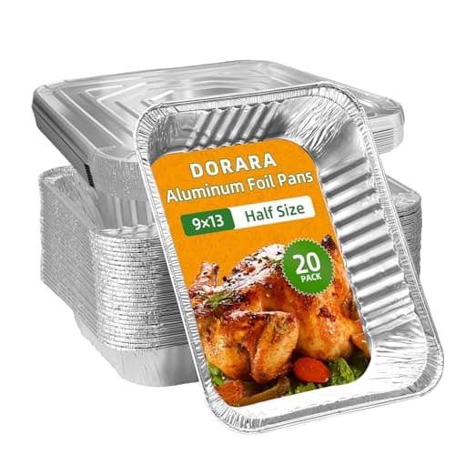 DORARA 20 Pack 9x13 Aluminum Foil Pans with Lids - Disposable Baking Pans, Food Containers, Oven Safe Steam Table Trays for Cooking, Meal Prep, Catering, Party, Storage & Transport - Silver, 2.5" Deep - Image 1