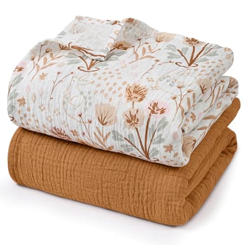 GLLQUEN BABY Muslin Swaddle Blankets,2-Pack Receiving Blankets for Newborn Boys and Girls,Baby Swaddle Blanket Unisex,Summer Baby Blanket,Baby Essentials, Registry & Gift, 40 x 38 inches - Image 1