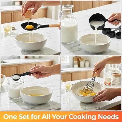 WISELIFE Kitchen Utensils Set - 33 PCS, Heat-Resistant Silicone Cooking Utensils Set with Wooden Handle, BPA-Free Kitchen Gadgets Spatula Sets with Holder for Nonstick Cookware (Black) - Thumbnail 5