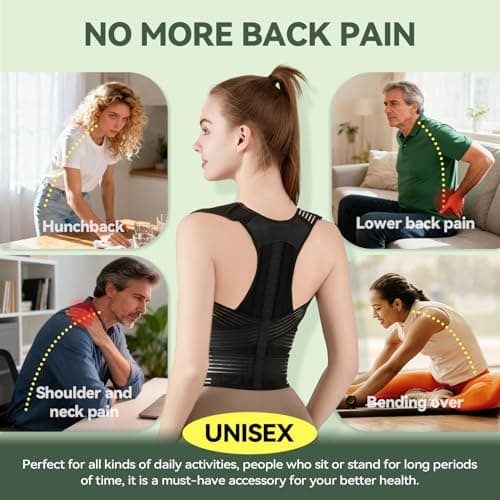 Back Brace Posture Corrector for Women and Men, 4-Point Back Support System for Upper/Lower Back Pain Relief, Scoliosis & Hunchback Correction, Adjustable & Breathable Shoulder Straightener, Medium - Thumbnail 2