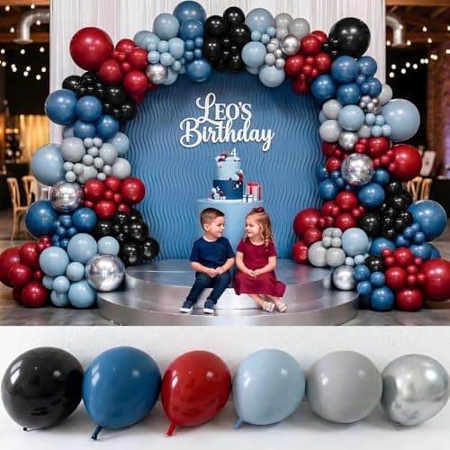 Black Red Blue Balloon Arch Garland Kit Double Stuffed - Thumbnail 3