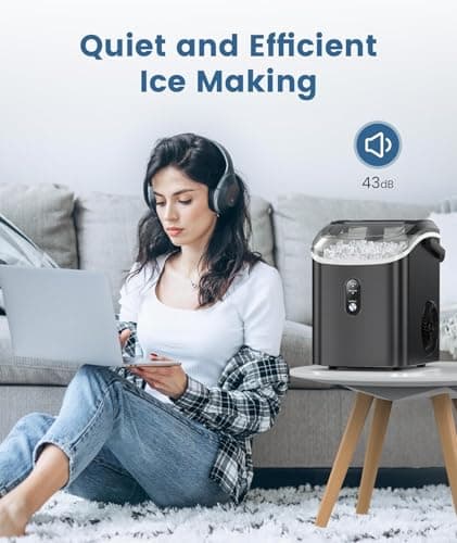 Antarctic Star Nugget Ice Maker Countertop,34Lbs/24H, One-Click Operation, Self-Cleaning, Ice Scoop&Ice Basket, Stainless Steel Pebble Ice Machine for Kitchen/Office/Bar (Steel Black) - Thumbnail 6