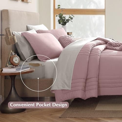 Monbix Full Comforter Set - 7 Pieces Bed in a Bag Full Size Bedding Sets with Comforters, All Seasons Comforter with Sheets, Pillowcases & Shams - Thumbnail 6