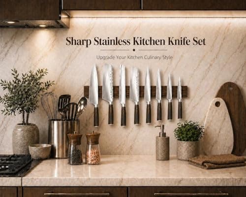 DRAGON ROIT Japanese Knives Set Damascus Pattern Chef Knife Set for Kitchen with Roll Bag, Sharp Stainless Kitchen Knife Set Brown Handle - Thumbnail 3