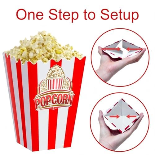 Wertyuizk Popcorn Boxes 20 Pack One-step Assembly, 6" Tall * 2.9" Square Individual Servings Popcorn Bags, Movie Night Supplies Container Kettle Corn Bucket for Home Party, Easter Day, Christmas - Thumbnail 6