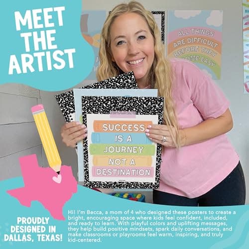 Welcome Sign for Classroom -13 Motivational Posters for Classroom Decor, Welcome Bulletin Board Set, Inspirational Posters, Positive Affirmations Wall Decor, Pastel Welcome Back to School Decorations - Thumbnail 2