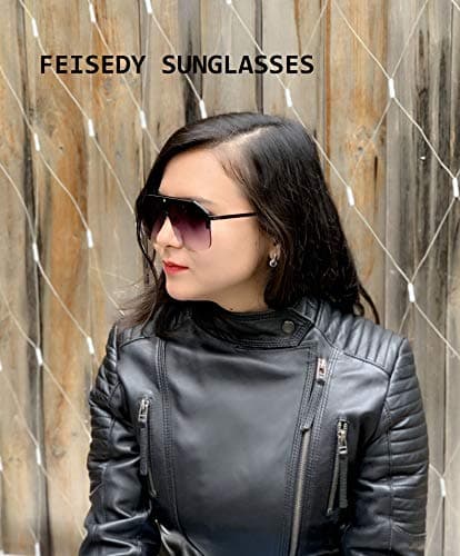 FEISEDY Classic Siamese One Piece Oversized Sunglasses Nice Rimless Stylish Retro Design for Women Men B2634 - Thumbnail 3