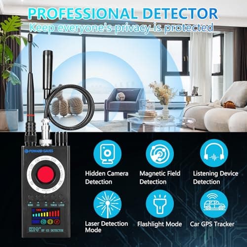 FOWARD GAUSS Hidden Camera Detector Anti-Spy Detector Portable Listening Device Detector Camera Finder Professional Privacy Protector - Thumbnail 2