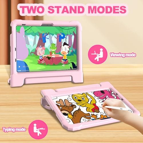 YIHE Kids Case for iPad (A16) 11th Generation 11 Inch 2025 & iPad 10th Generation 10.9 inch 2022, with Built-in Screen Protector and Handle Stand, Full Body Shockproof Protective Cover, LightPink - Thumbnail 3