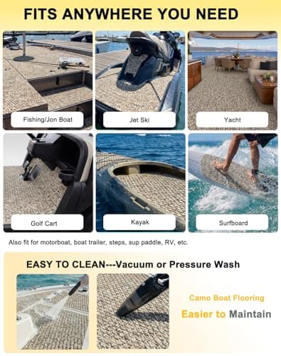 Hjdeck Eva Foam Boat Decking 94.5"x23.6" Small Diamond, DIY Cuttable Non-Slip Marine Floor Mat with 3M Self-Adhesive Backing for Pontoon Jon Boat Bass Boat Jet Ski Golf Cart SUP Paddle Board - Thumbnail 6