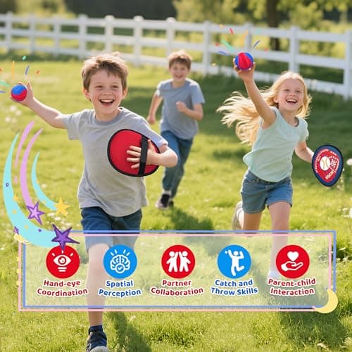 Twinkoo Toss and Catch Ball Game Set for Kids 3-5, Kids Toddler Baseball Glove & Catch Ball Toys,Kids Outdoor Games for Family, Toys for Beach Pool Yard Outside, Birthday Gift for Ages 3 4 5 6 7 8-12 - Thumbnail 2