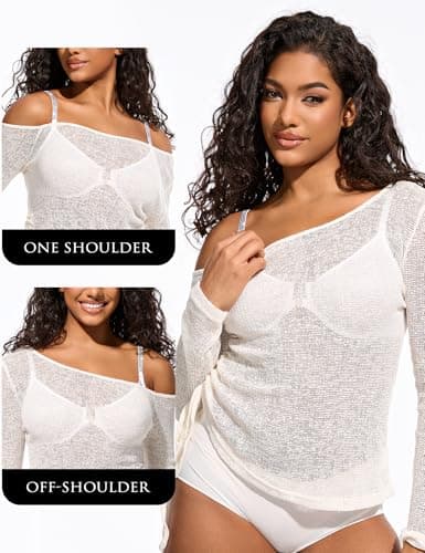 Wingslove Women's Front Closure Underwire Bra Sexy Plunge Mesh Unlined Satin Lace Bra with Removable Shining Straps (White,32DD) - Thumbnail 5