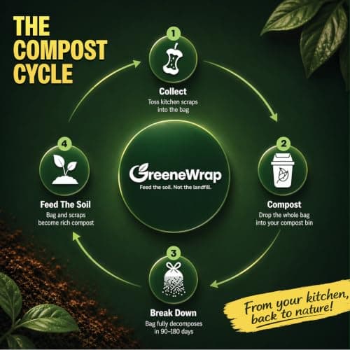 GreeneWrap 13 Gallon Compostable Trash Bags with Drawstring, 30 Count, 1 Mil, Tall Kitchen Food Scrap Compost Bags, BPI Certified, ASTM D6400, Compostable Garbage Bags, Unscented, 13 Gal - Thumbnail 6