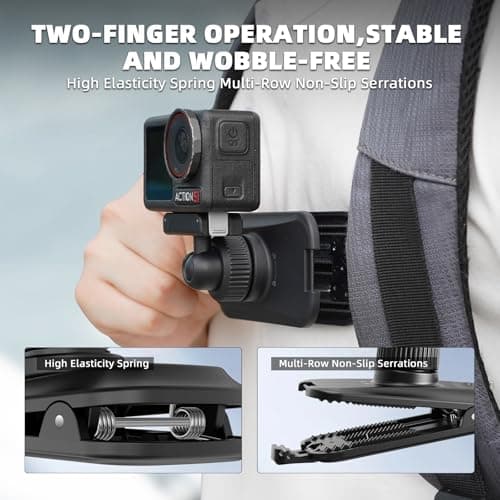 BRDRC Magnetic Quick Release Backpack Clip Mount, 360° Rotating Shoulder Bag Strap Clip Mount for DJI Osmo Action 5 Pro/4/3/360, Portable Bag Holder Action Camera Accessories - Thumbnail 5