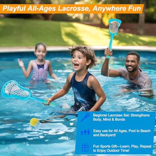 Outdoor Toys Adjustable Kid Lacrosse Stick Set Ball - Toddler Outside Beach Pool Yard Game & Toy for Ages 3+ 4 5 6 7 8 Year Old Boy & Girl Gift for Kids, with Lightweight Easy-Catch & Full Size Basket - Thumbnail 4