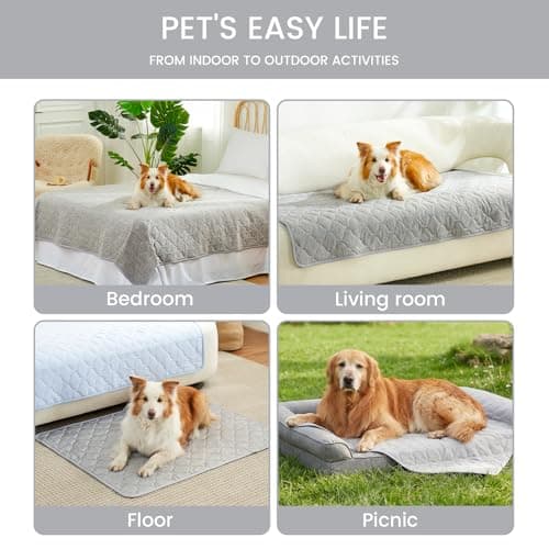Cozy Bliss Deluxe Leakproof Cooling Blanket for Small Dogs Q-Max 0.5, Soft & Durable Washable Pet Cooling Mat for Hot Weather, Livingroom, Pet Throw & Couch Protector for Cats, Silver Grey, 25"x35" - Thumbnail 5