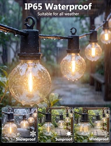 LED Outdoor String Lights, 50FT 25 G40 Bulbs Shatterproof Patio Lights, Commercial IP65 Waterproof Hanging Connectable Warm White Patio Lighting for Backyard Balcony Porch Bistro Cafe, Home Decor - Thumbnail 2