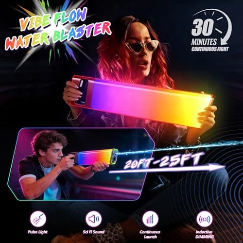Electric Water Blaster, Powerful Water Gun with RGB Light Sound, Automatic Squirt Gun for Adults Kids, Rechargeable Battery, Up to 25 FT Range, Summer Outdoor Toys for Beach Pool Game - Thumbnail 2