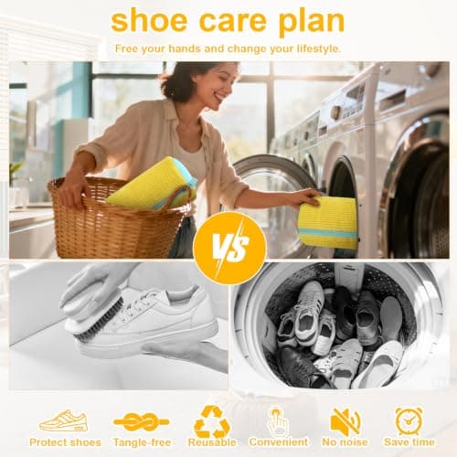 MURAEL Shoe Washing Machine Bag,Laundry Shoe Bag For Washer And Dryer,Shoe Washing Bag for Washing Machine, Shoe Cleaning Bag For All Shoe Types Reusable Shoe Washing Bag(Yellow 2pcs) - Thumbnail 3