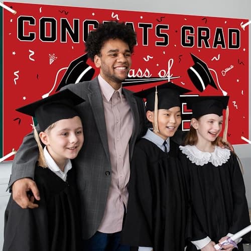 Graduation Decorations 2025 - Red Polyester Graduation Backdrop - Graduation Party Decorations - Congrats Grad Banner - Graduation Decorations Class of 2025,Graduation Party Favors Supplies Yard Sign - Thumbnail 5