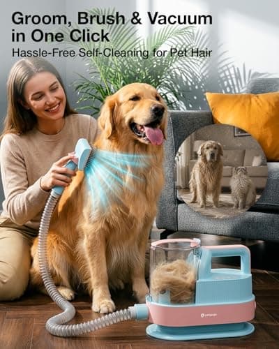 PETGUGU Dog Vacuum for Shedding Grooming,Dog Grooming Vacuum with 7‑in‑1 Clipper, Deshedding Brush,3‑Speed Adjustable & Temp Control Blower,2.5L Dust Cup,Reduces Flying Hair,Easy cleanup - Thumbnail 4