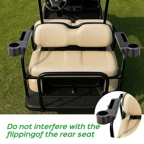 Golf Cart Armrest with Cup Holder - Universal Fit for EZGO/Club Car/Yamaha Rear Seat, Fits 1”/1.25” Square Tube Frames, Durable ABS Construction, Phone Holder, No Drilling - Thumbnail 6