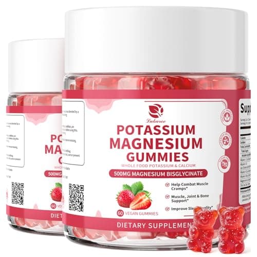 Lukaree Magnesium Potassium Supplement Gummies - New Formula Calm Magnesium Bisglycinate Gummies & Plant Potassium Plus Chia Seeds, B6, D3, K2 & Calcium for Sleep, Leg Cramps & Muscle -Vegan,60 Count - Image 1