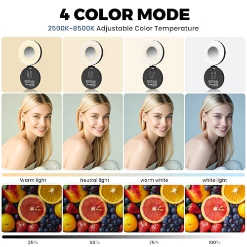Magnetic Selfie Light, Phone Selfie Ring Light Compatible with iPhone Magsafe, 3-in-1 Magnetic Beauty Selfie Light for Phones with Mirror for Selfies/Photography/TikTok/Zoom Calls/Video Conference - Thumbnail 4