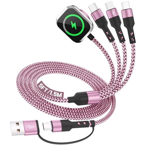 Jogrytece 4 in 2 Charging Cable for Phone iWatch Charger with 3 Type-C Ports, Travel Essentials USB C Splitter Multi Charging Cable/Cord for iWatch Ultra/SE/11-1, iPhone17 16 15/Galaxy S26/Android
