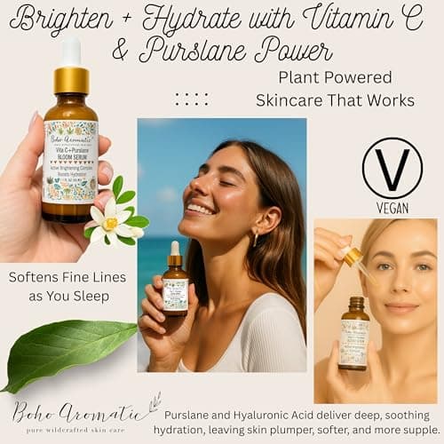 Boho Aromatic Vita C + Purslane BLOOM Serum – Brightening Vitamin C Face Serum with Purslane, Antioxidant & Hydrating Formula for Radiant Skin – Vegan & Cruelty-Free - Thumbnail 4