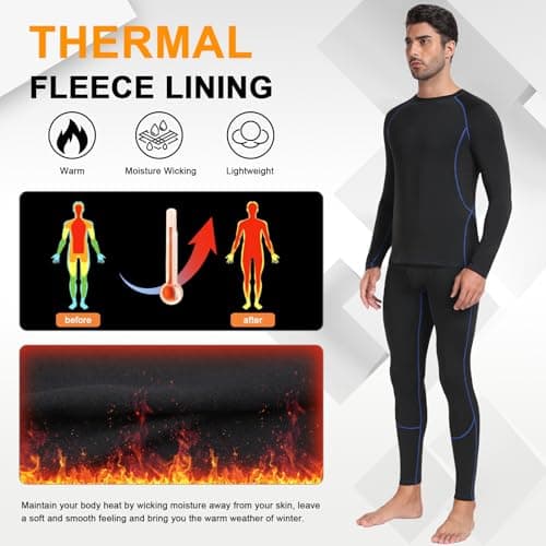 SIMIYA Mens Thermals Long Sleeve Undershirt Thermal Underwear Tops Fleece Lined Base Layer Tops Long John Shirts - Thumbnail 3