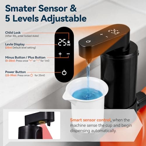 Electric Laundry Detergent Dispenser, Automatic Laundry Dispenser for Liquid Detergent, with Bottle Adapter, USB Recharg 8ml/s Flow, 5 Mode Smart Laundry Soap Pump for Laundry Room Organization, Black - Thumbnail 2
