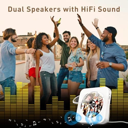 SKYANS CD Player Portable with Bluetooth 5.1 & HiFi Speakers, CD Players for Home with Remote Control & LCD Display, CD Music Player Supports CD/USB/TF Card/FM Radio/AUX/Headphone Jack - Thumbnail 4