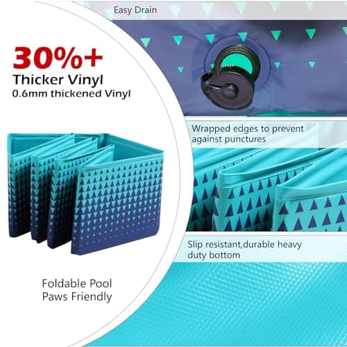 Jasonwell Foldable Dog Kiddie Pool - Hard Plastic Kids Paddling Pool Toddler Baby Swimming Pools for Backyard Collapsible Whelping Box Pet Doggie Cats Wading Pools Bathtub for Puppy Large Dogs 48In,G - Thumbnail 5