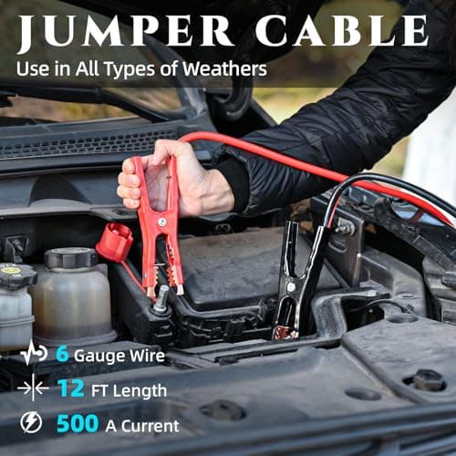 VLITEPRO Car Emergency Kit,Roadside Emergency Car Kit for Vehicles,with Portable Air Compressor,Jumper Cables, First Aid Kit, Roadside Assistance Emergency Safety Kit for Women,Men,Teen (Black+red) - Thumbnail 3