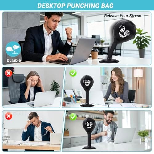Koemier Desktop Punching Bag, Suctions to Your Desk, Heavy Duty Stress Relief Ball, Funny Office Gifts for Boss or Coworker Men and Women - Thumbnail 5