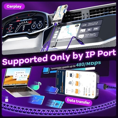 Travel Essentials 3in2 Multi Charging Cable for iPhone Watch Charger,USB A/C to Type C/IP/iWatch Charger,Travel Chargers for Multiple Devices Compatible with iWatch Series&iPhone 16-12（2PACK,5FT） - Thumbnail 4
