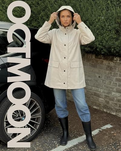 Women’s Lightweight Rain Coat, outdoor coat – Waterproof Raincoat Jacket with Hood, Classic Button-Up Trench Coat for Women, Stylish PU Coated Rain Gear with Detachable Shoulder Decor-（White）XS - Thumbnail 3