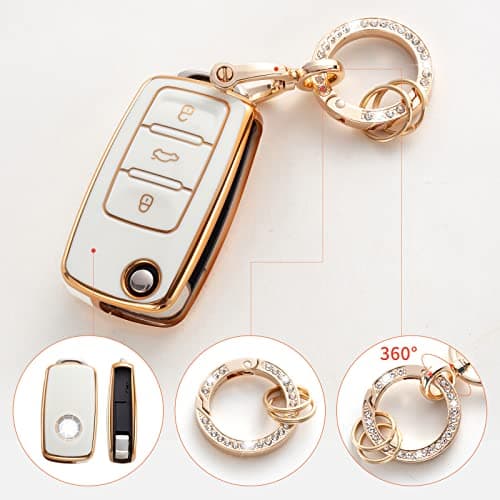 RUABIBAN for VW Volkswagen Key Fob Cover, Soft TPU Key Case Protection Fit for VW Jetta Golf Polo MK7 Passat Beetle - Thumbnail 4
