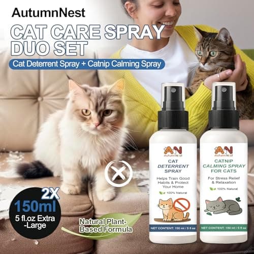 AutumnNest Cat Spray 2-Pack Furniture Saver Kit – 150ml Cat Deterrent Spray + Calming Catnip Spray – Anti-Scratch Training & Stress Relief Solution for Indoor Cats & Kittens - Thumbnail 2