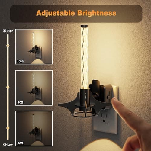 JandCase LED Night Light Plug into Wall, Dusk to Dawn Sensor, Dimmable 0-100LM Adjustable Brightness, 3000K Soft White Night Light for Bedroom, Bathroom, Stairway, Hallway, 1 Pack - Thumbnail 3