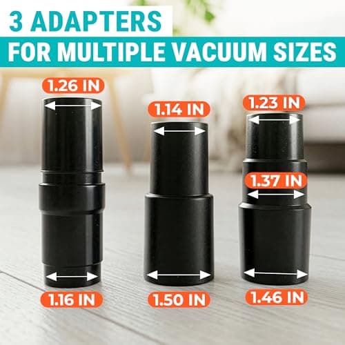 Horsehair Vacuum Brush Attachment 1 1/4 – Vacuum Attachments with 3 Hose Adapters 1.25" to 1.37" - 10.2" Brush Width, 1.25" Diameter Wands, Rotates 360° | Ideal for Wood, Tile, and Smooth Surfaces - Thumbnail 3