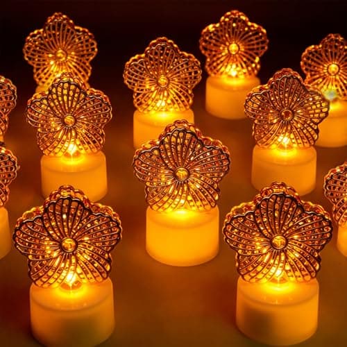 HAIDOLIANG 6PCS Flower Tea Lights Candles(Ironwork) - Image 1