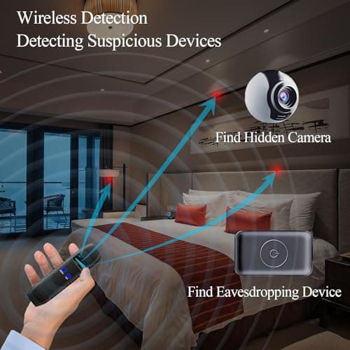 CHIRSMIP Hidden Camera Detector, Compact Camera Finder, RF Bug Detector, Magnetic Tracker Finder, Portable Bug Sweeper for Listening Devices, Hotels, Vehicles, Offices, Fitting Rooms and Travel - Thumbnail 2