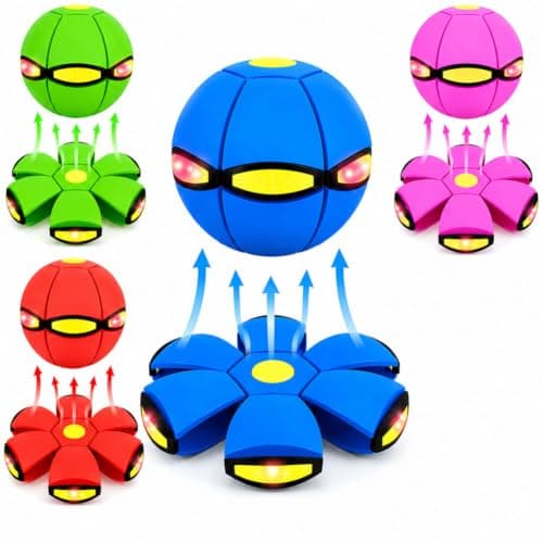 Magic Ball, Led Lights Flying Saucer Bouncy Ball Two Modes to Switch Freely, Magic Bouncing Balls for Parent-Child Indoor Outdoor Toss Catch Games, Pet Meta Balls - Image 1