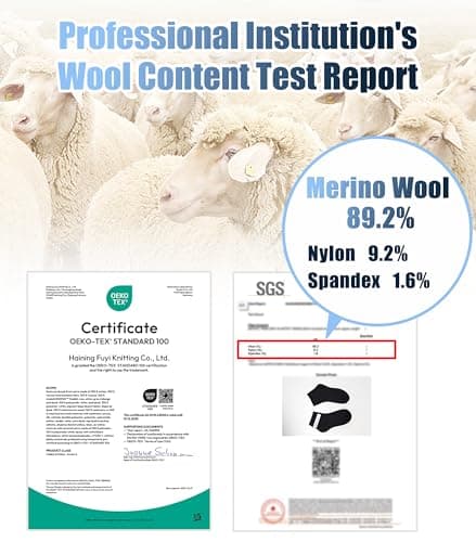 RTZAT 3 Pairs Men's Women's 90% Merino Wool Ankle Athletic Business Casual Running Moisture Wicking Arch Support Everyday Thin Wool Socks, White, X-Large - Thumbnail 5