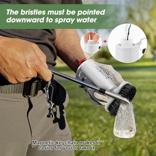 SOMORA Pro Golf Club Cleaner Water Brush - Golf Accessories for Men, Squeeze Bottle Cleaning with Nylon Bristles Head - Golf Clubs Brush with Magnetic Retractable Clip - Thumbnail 3
