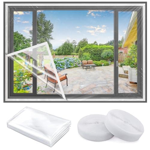 Window Insulation Kit, 47 in x10 ft Cuttable Plastic Film with Adhesive Tape for Winterizing​ - Image 1