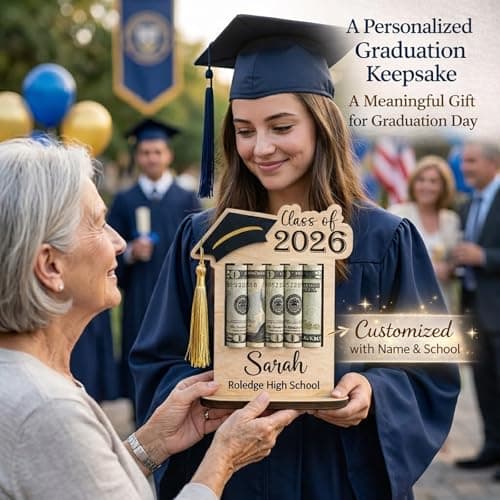 Personalized Graduation Gifts Class of 2026 Money Holder - Custom Name & School Graduation Money Gift Holder for Him Her, Senior Wooden Cash Display Standing Scroll Holder, Unique Graduate Keepsake - Thumbnail 6
