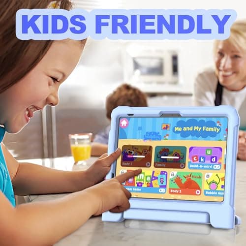 YIHE Kids Case for iPad (A16) 11th Generation 11 Inch 2025 & iPad 10th Generation 10.9 inch 2022, with Built-in Screen Protector and Handle Stand, Full Body Shockproof Protective Cover, LightBlue - Thumbnail 4